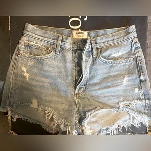 agolde vintage loose fit cutoff shorts in rock steady wash
